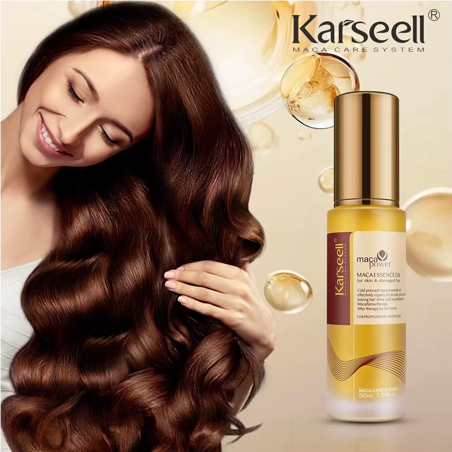 Karseell 50ml huile d'argan marocaine pour la guérison des cheveux pressé à froid