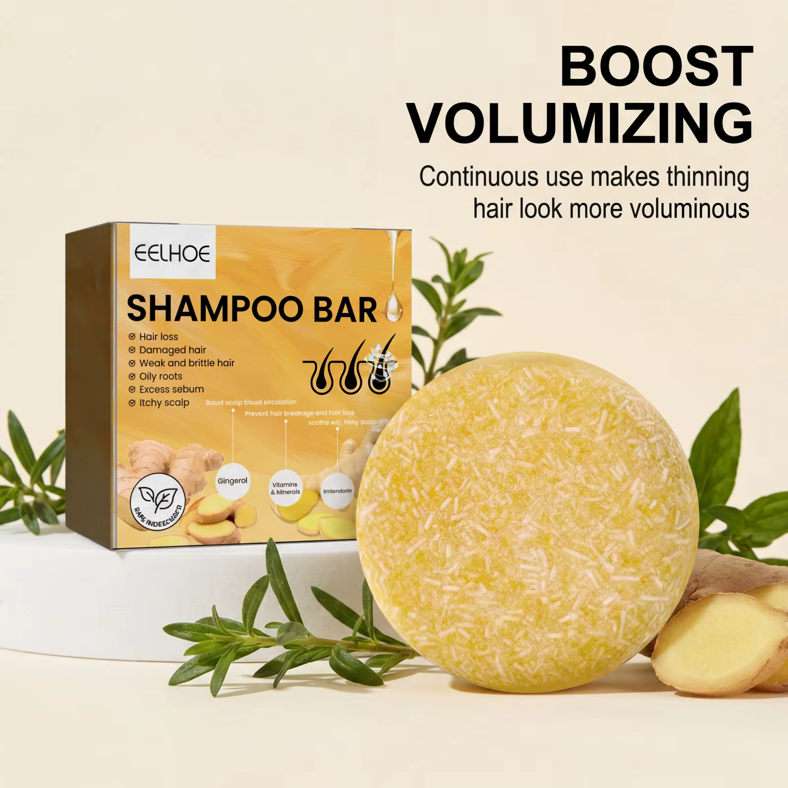 1 pièce Shampoing Solide au Gingembre pour Soin Capillaire