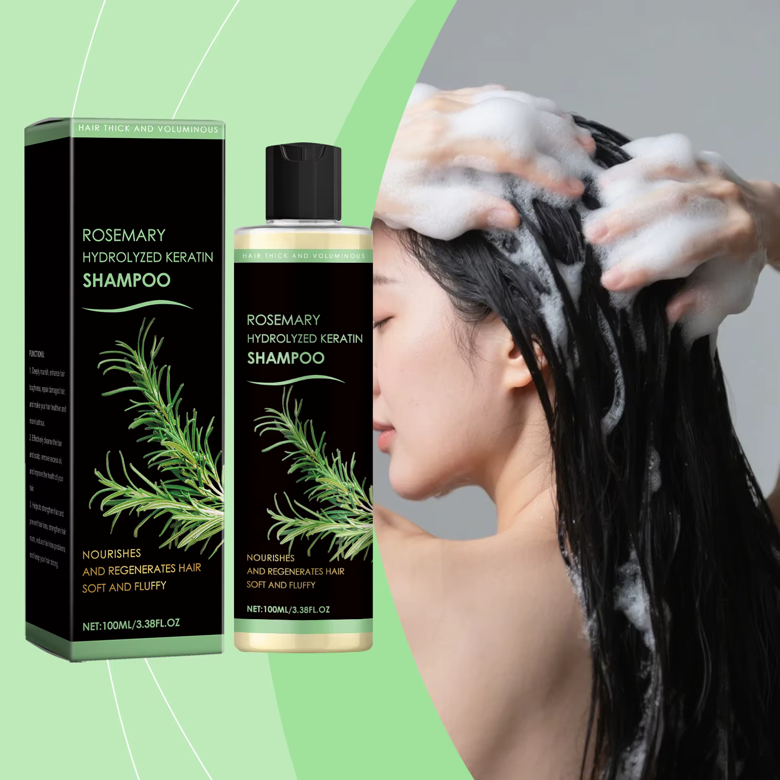 Shampoo à la kératine hydrolysée à la rosemarine