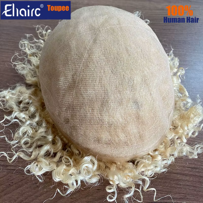 Blond 613 Afro pleine dentelle toupet perruques pour hommes noirs 6