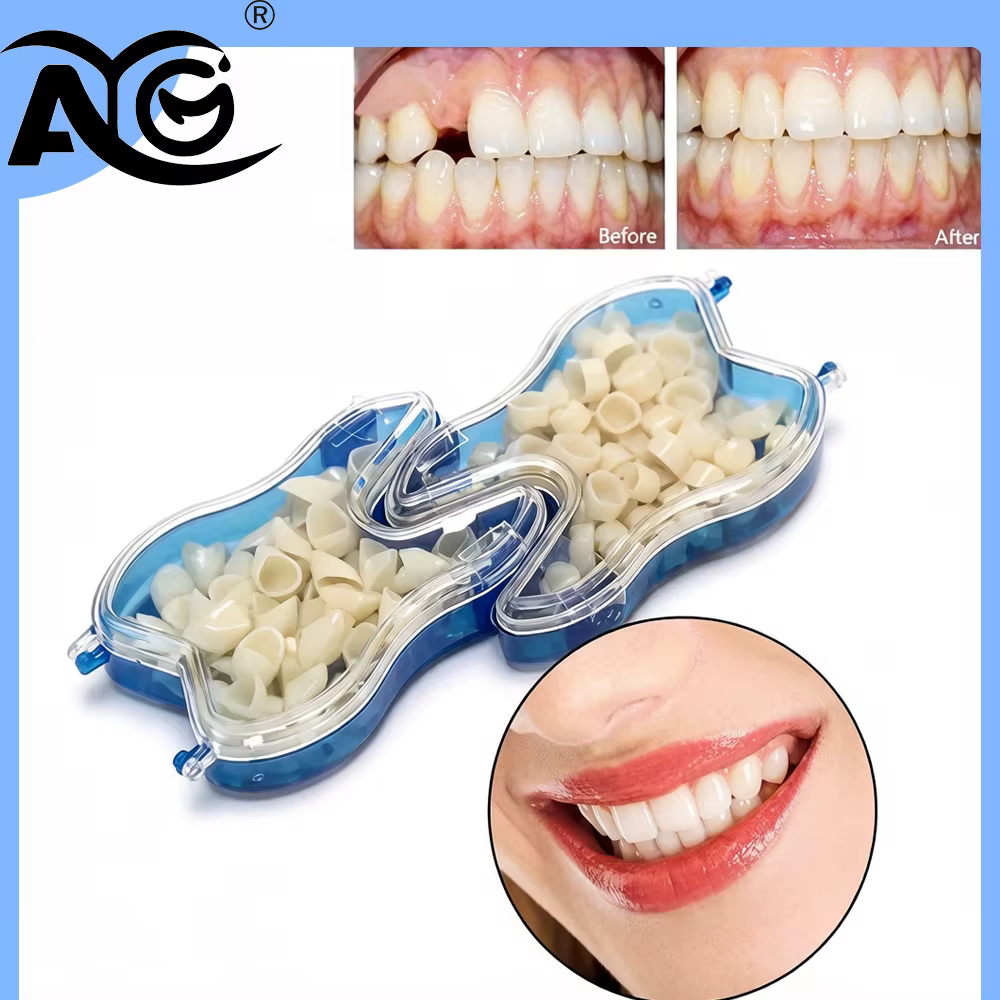 Kit de couronnes dentaires temporaires AG 50 pièces/boîte, pour dents antérieures, molaires et postérieures, placages dentaires, blanchiment des dents, outils dentaires