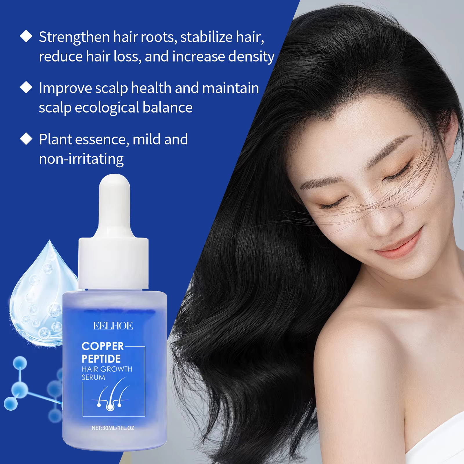 EELBathroom-Sérum E Peptide de cuivre bleu pour la croissance des cheveux