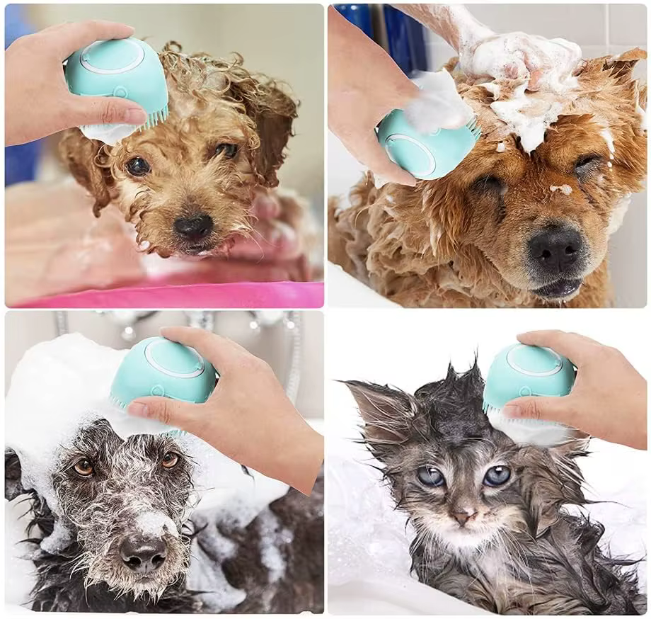 Brosse à shampoing pour chien - Articles de toilettage et de bain pour chiens et chats - Brosse de bain pour poils longs et courts - Brosse de douche de qualité supérieure