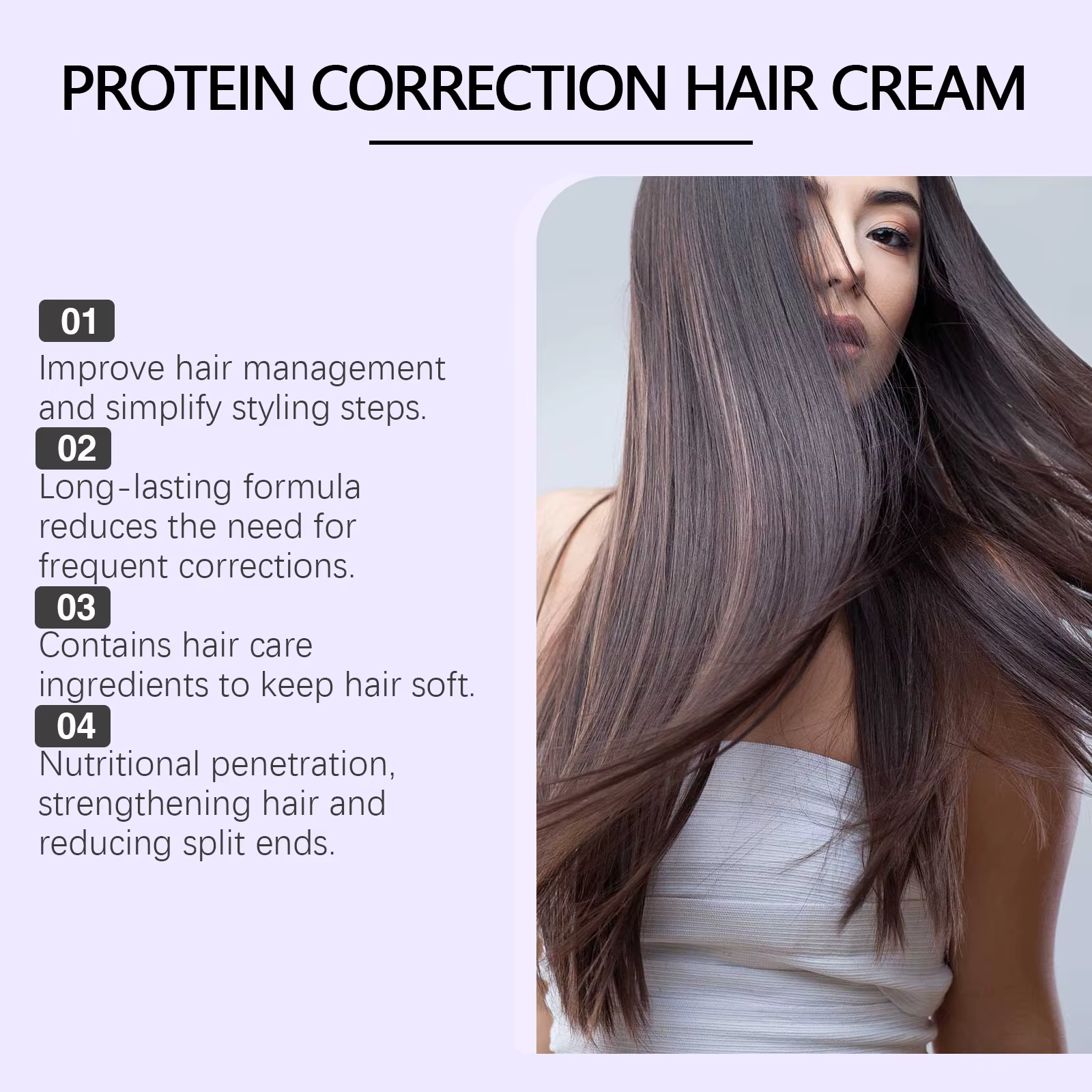 Crème hydratante pour cheveux pour le lissage des cheveux