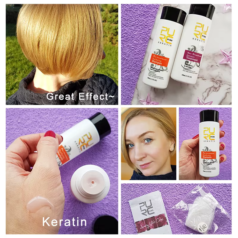 PURC traitement à la kératine shampooing revitalisant produits lissage des cheveux