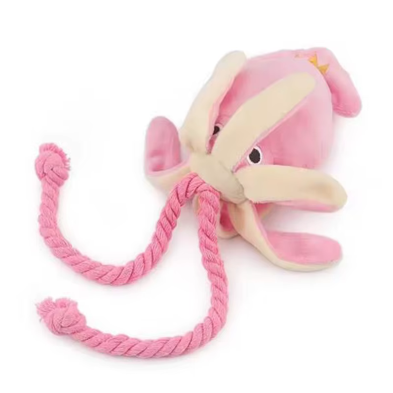 Jouets pour chiens ; jouets pour chats ; poulpe en corde de coton émettant du son ; jouets à mâcher durables pour nettoyer les dents ; jouets interactifs pour animaux de compagnie.