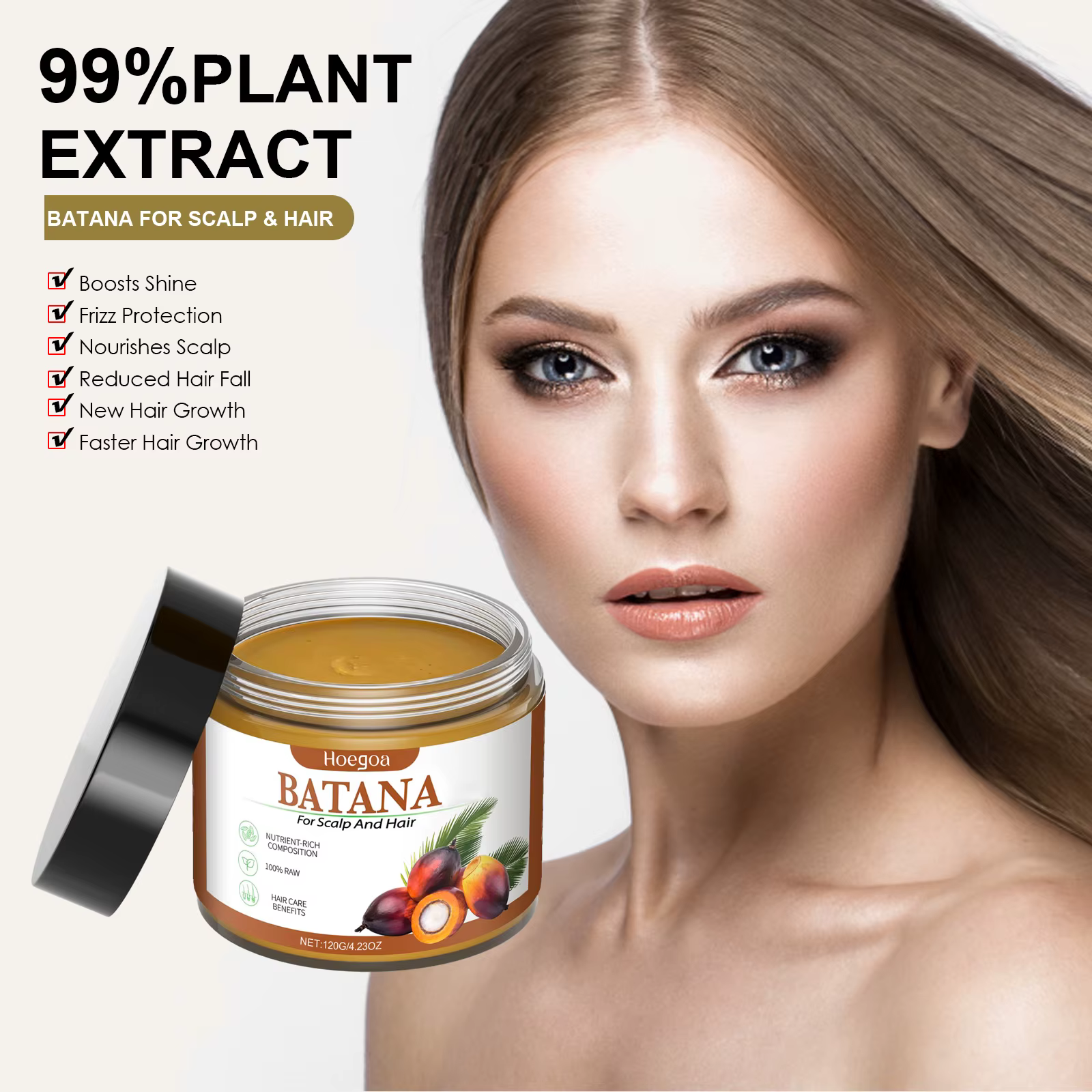 Batana Oil 100% huile de soin capillaire naturelle prévient la perte de cheveux chez les hommes et les femmes nourrit