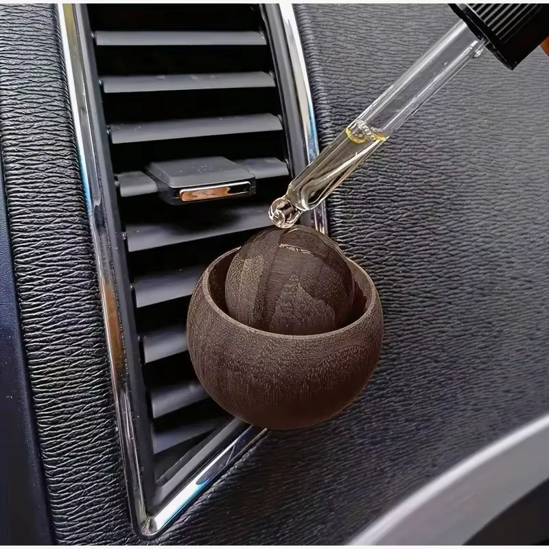 Diffuseurs d'huiles essentielles en bois pour voiture - Design sphérique, diffuseur de parfum pour chambre, maison, voiture, diffusion de parfum naturel
