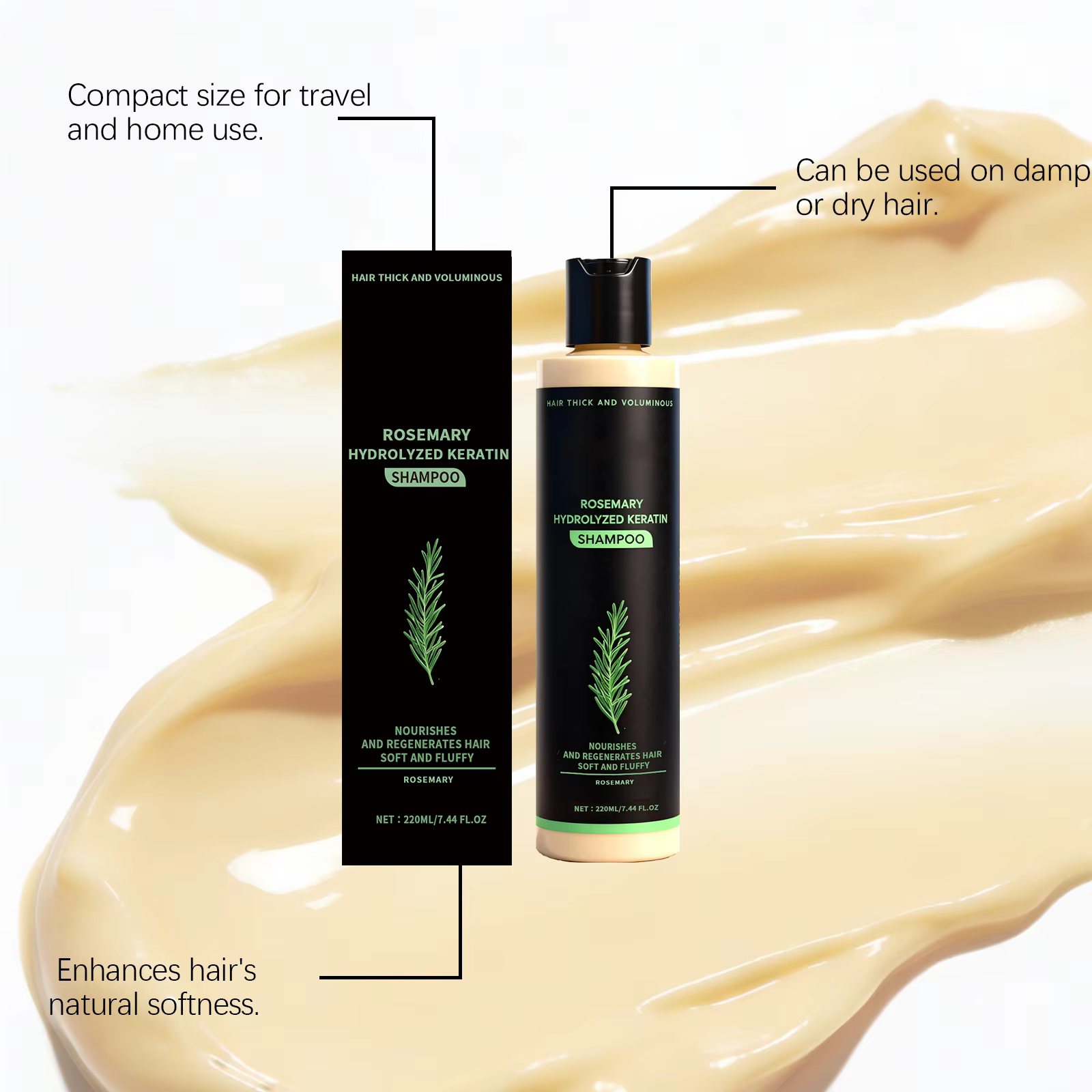 Shampoing volumisant à la kératine de romarin