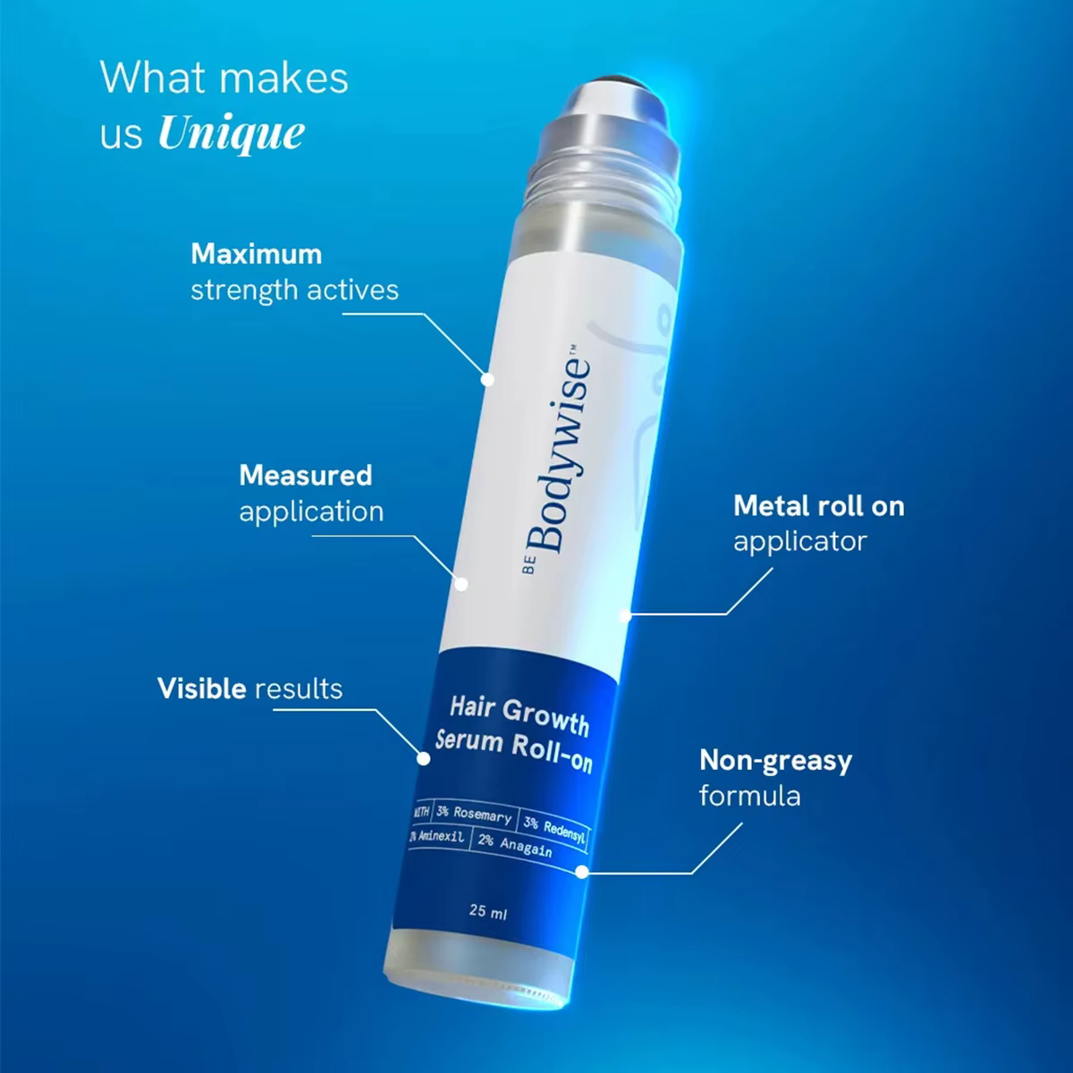 Bodywise Roll-on Ball romarin soin des cheveux Essence longue durée hydratant nourrissant réparateur lissage