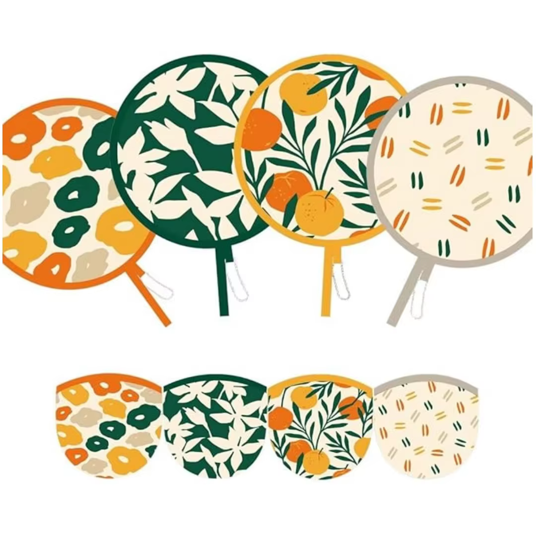 Éventail pliable rond à motifs floraux, style japonais, éventail portatif compact pour l'été