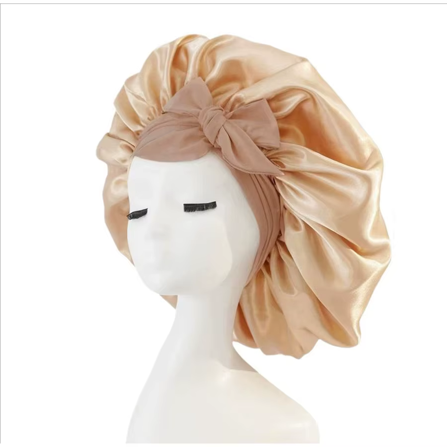Chapeau De couchage femmes Satin solide nuit Bonnet De sommeil soins capillaires