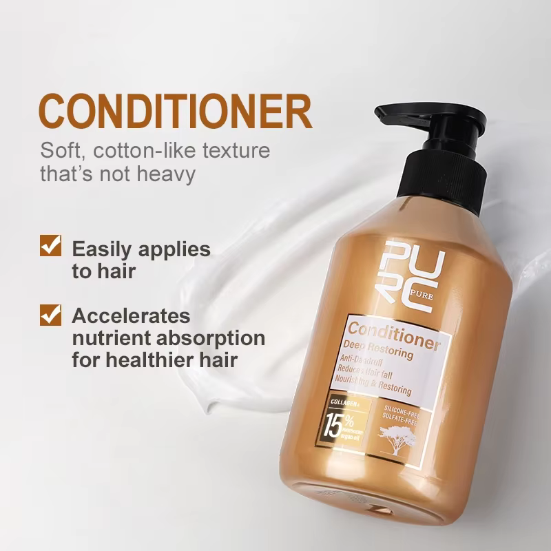 PURC marocain huile d'argan shampooing revitalisant ensemble lissage nourrissant réparation endommagé frisottis cheveux