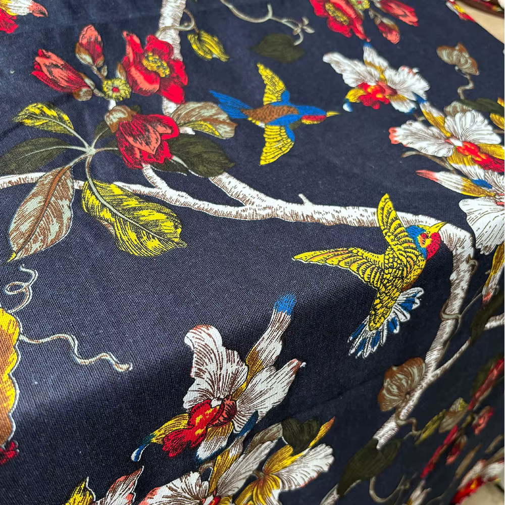 Tissu classique imprimé en coton et lin, motif Floral et oiseau, pour produits doux, couverture, bricolage, Patchwork, vêtements artisanaux, rembourrage de meubles