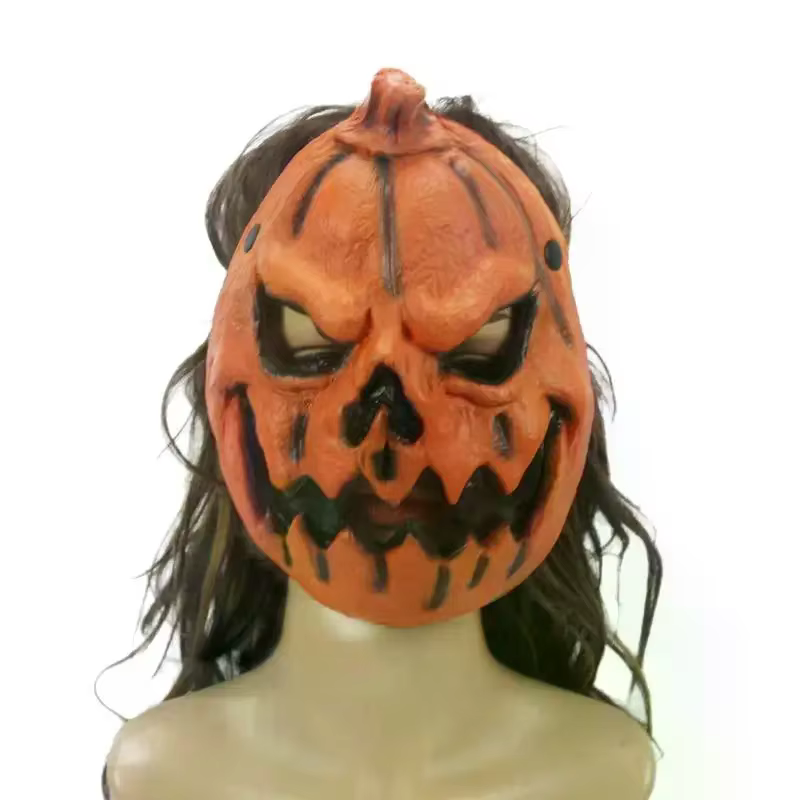 Masque de citrouille effrayant pour Halloween, design réaliste et sinistre, ajustement confortable pour les costumes et les événements dans les maisons hantées