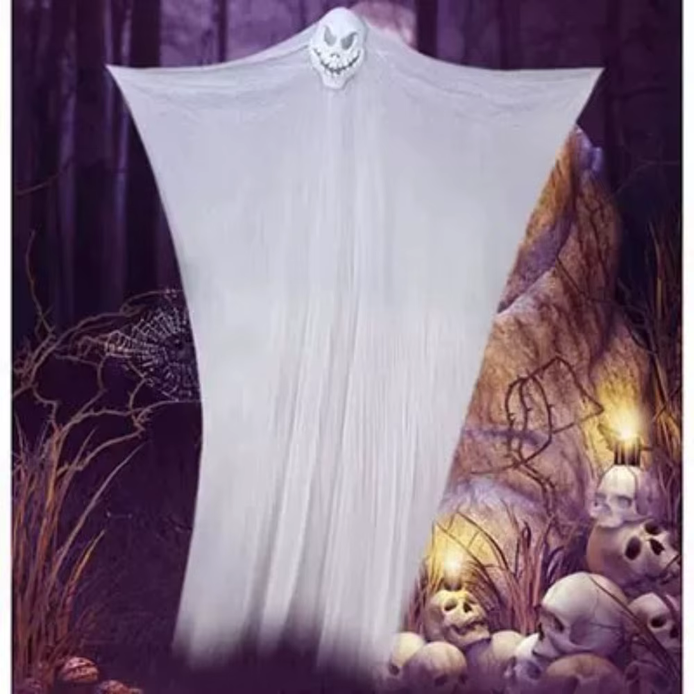 1 pièce Masque de fantôme suspendu d'Halloween, grande décoration de fantôme suspendu pour cour, bar, maison hantée, fête, accessoires de décoration de scène de grande envergure