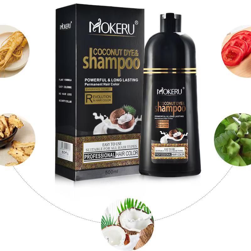 Mokeru 500ml huile d'argan à coloration rapide naturelle pour cheveux shampooing de couleur