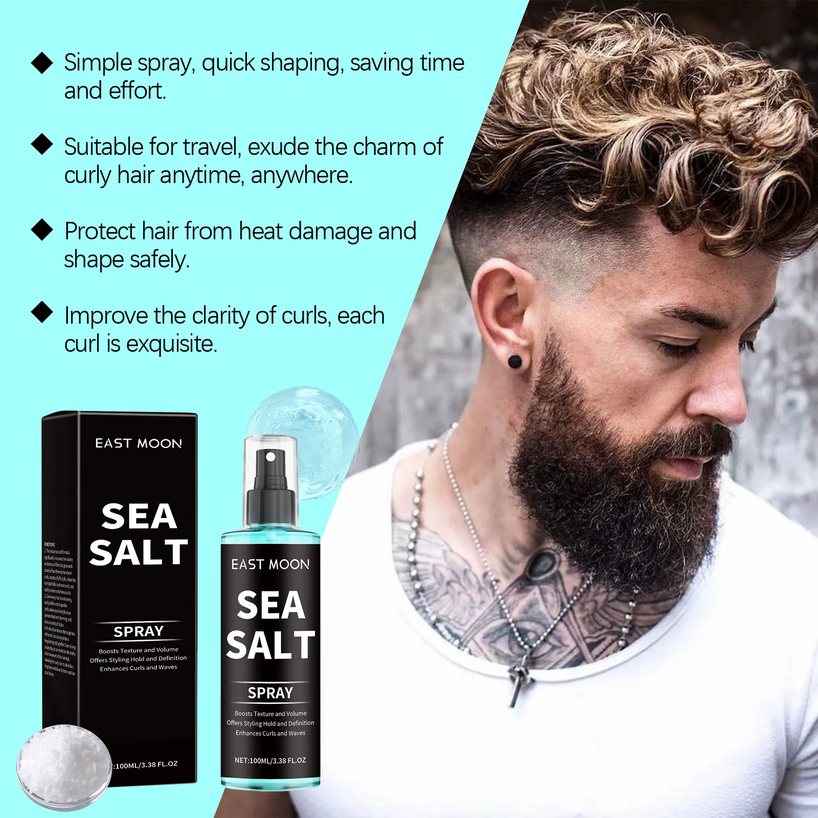 Spray coiffant au sel de mer
