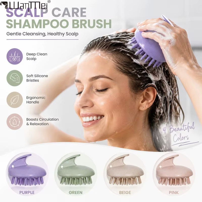Brosse de massage du cuir chevelu en silicone souple