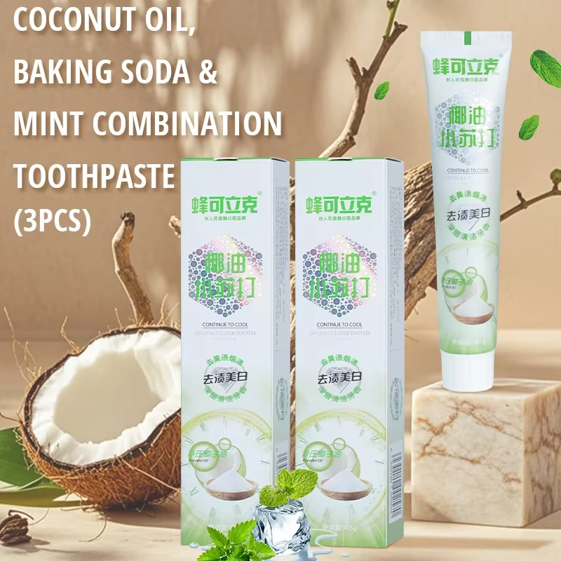 Dentifrice au Bicarbonate de Soude et Huile de Coco, Vitamine C, Blanchissant, Élimine le Tartre, Éclaircit l'Haleine, Maintient la Santé Bucco-Dentaire