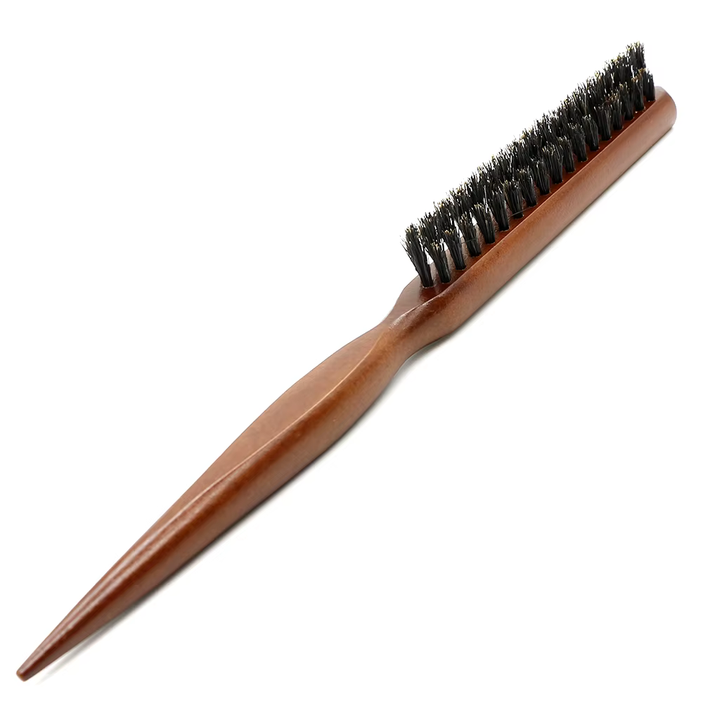 Peigne moelleux en poils de sanglier naturels, manche en bois, brosse à cheveux antistatique, peigne de barbier, Massage du cuir chevelu, outil de coiffure