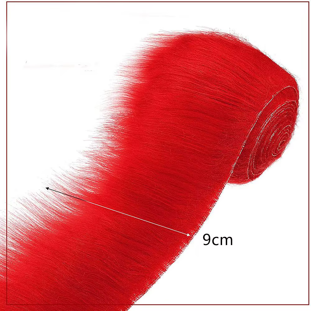 Rouleau de Tissu en Fausse Fourrure Pelucheuse à Rayures, Ruban Doux pour Garniture de Costume d'Hiver, à Faire Soi-Même