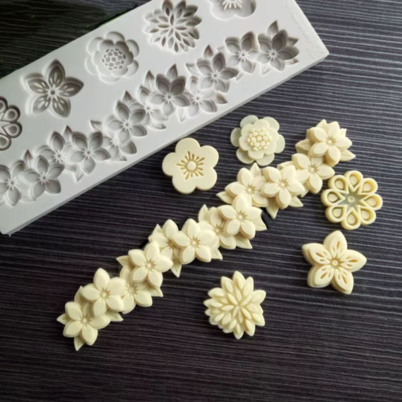 Moule à Fondant en Silicone, fleurs, une variété, bricolage, circonférence de gâteau, bouquet de fleurs, moule à bonbons doux