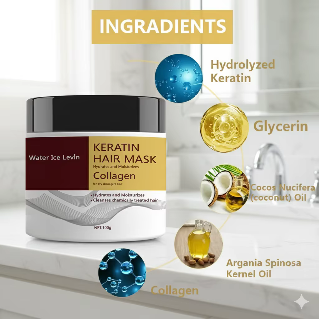 Masque capillaire à la kératine. Collagène
