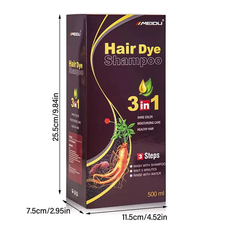 Shampoing de teinture pour cheveux 3 en 1, 500ml, coloration instantanée, naturel, rapide, Essence végétale, crème de coloration pour femmes et hommes