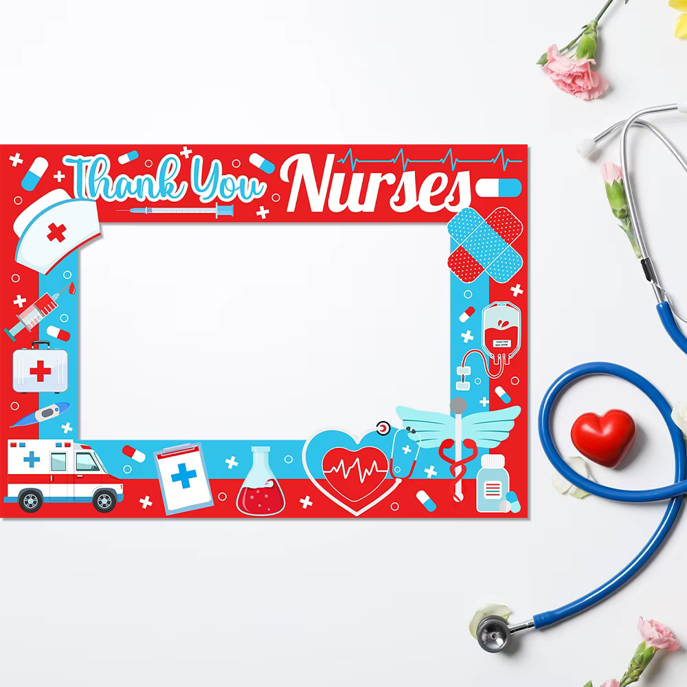 Kit d'accessoires de cabine Photo pour infirmières, lettre de remerciement pour la journée des infirmières, accessoires Photo avec cadre de cabine Photo, accessoires pour Selfie, décor de fête pour la