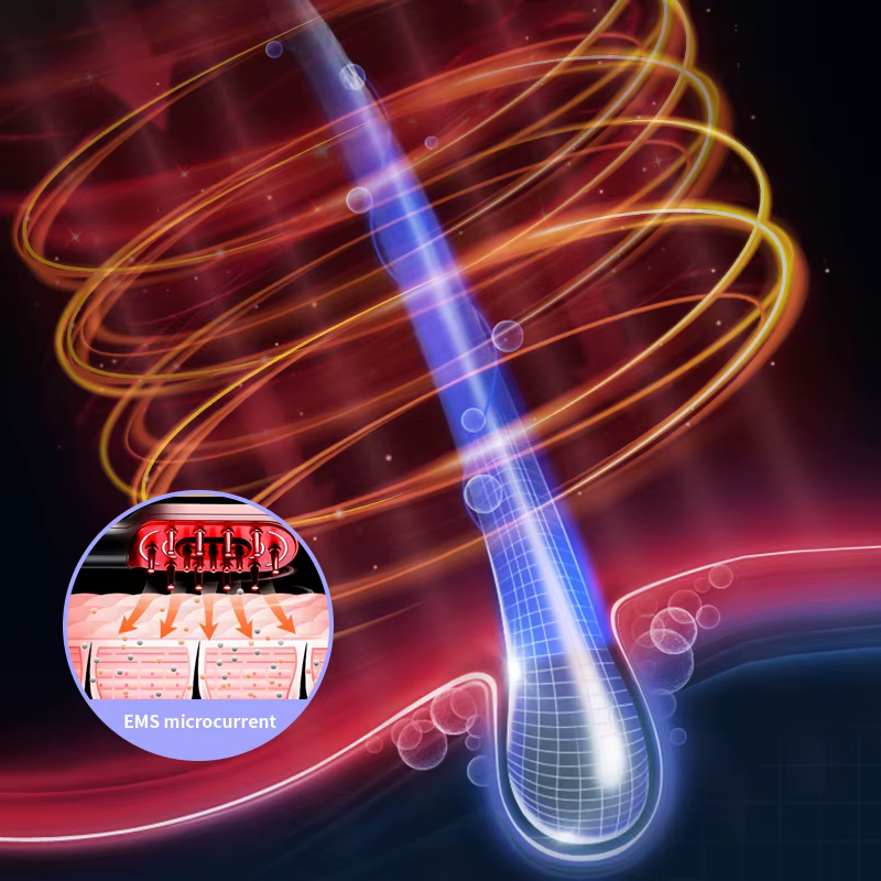 Peigne de massage électrique à lumière rouge LED
