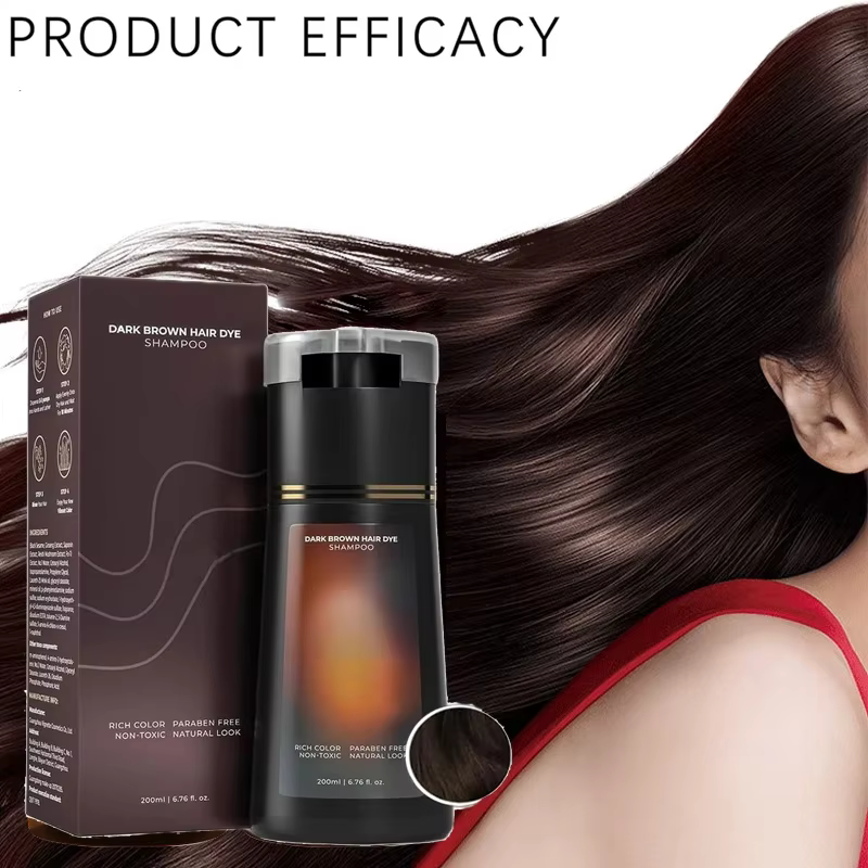 Shampoo colorant pour cheveux 3 en 1, colorant instantané pour cheveux, nourrissant, couleur longue durée, pour femmes et hommes, couverture des cheveux gris, 200ML