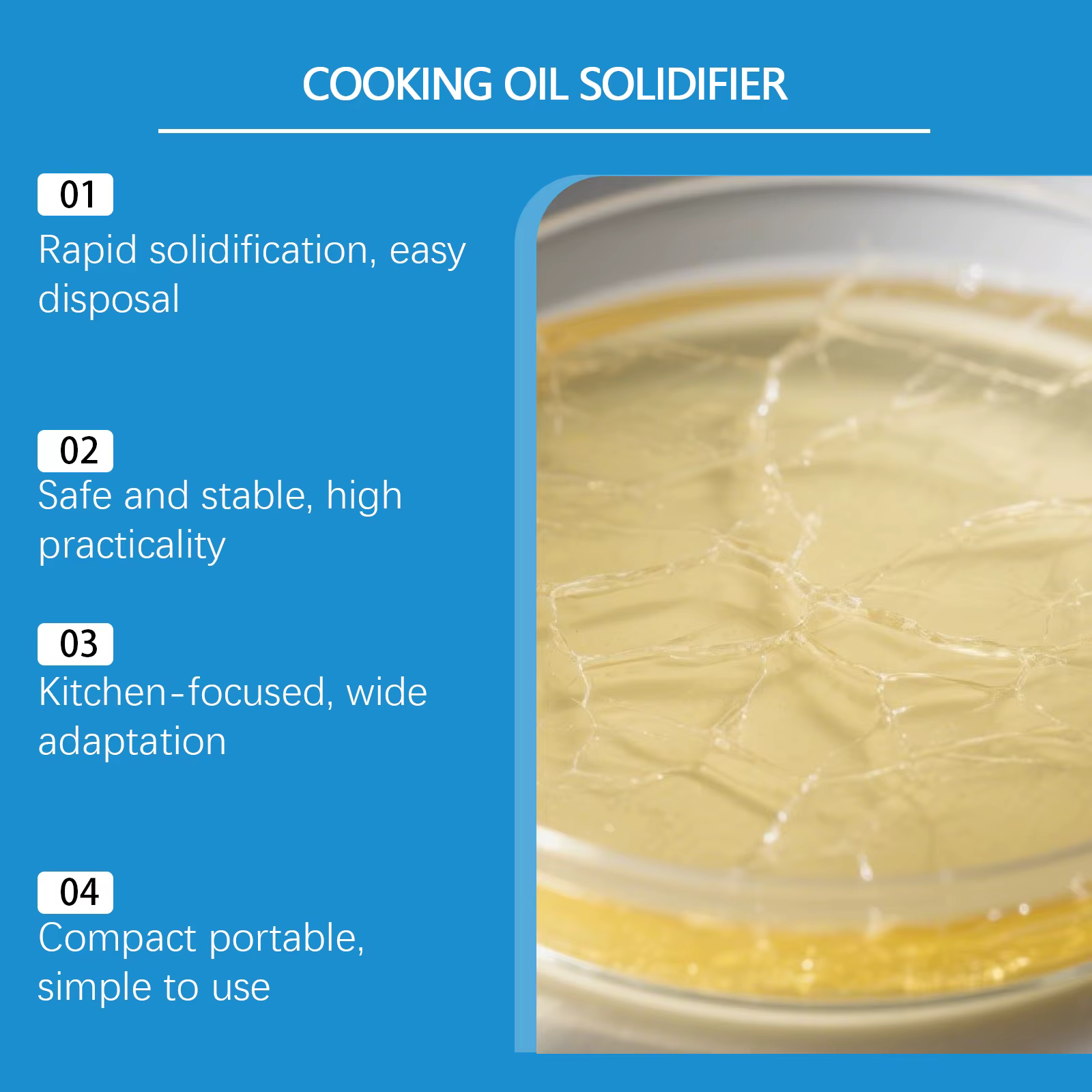 Poudre durcissante pour huile de cuisson et graisse usagée, pour l'élimination facile des déchets de cuisine, protection des drains, 100g, élimination sécurisée