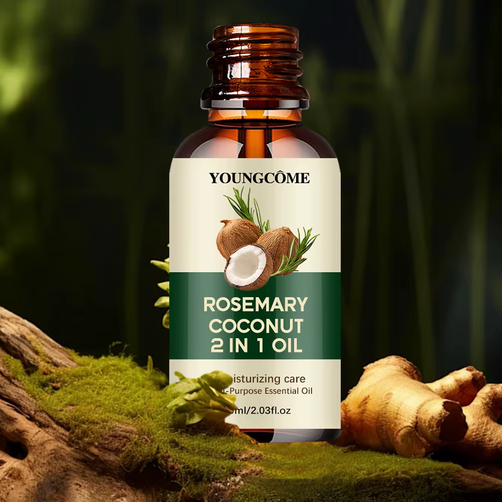 Huile essentielle de romarin et d'huile de noix de coco pour améliorer la perte de cheveux et nourrir
