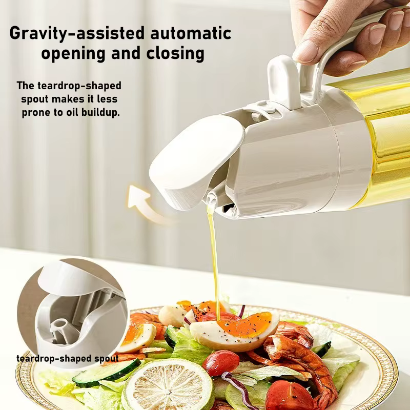 Bouteille d'huile pulvérisée pour la maison, vaporisateur de cuisine de qualité alimentaire et bouteille d'huile en verre anti-fuite à double usage avec atomisation