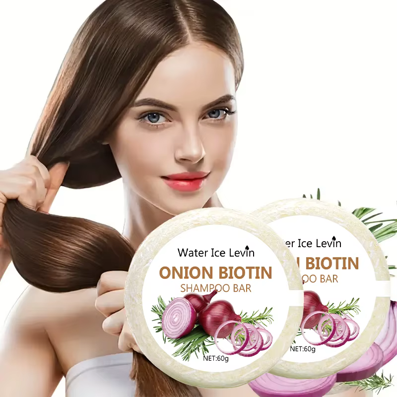Savon shampooing à la biotine et à l'oignon 60g pour le soin du cuir chevelu et des cheveux