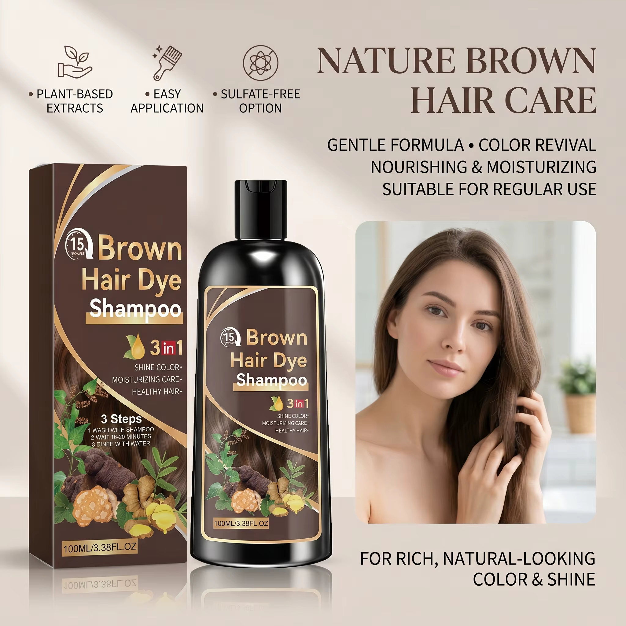 Shampoo colorant capillaire naturel à base de plantes
