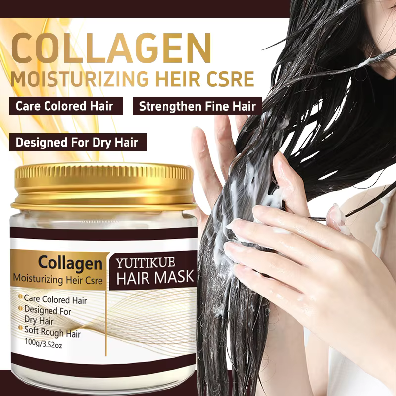 Masque capillaire hydratant au collagène YUITIKUE - 100g pour cheveux secs et colorés