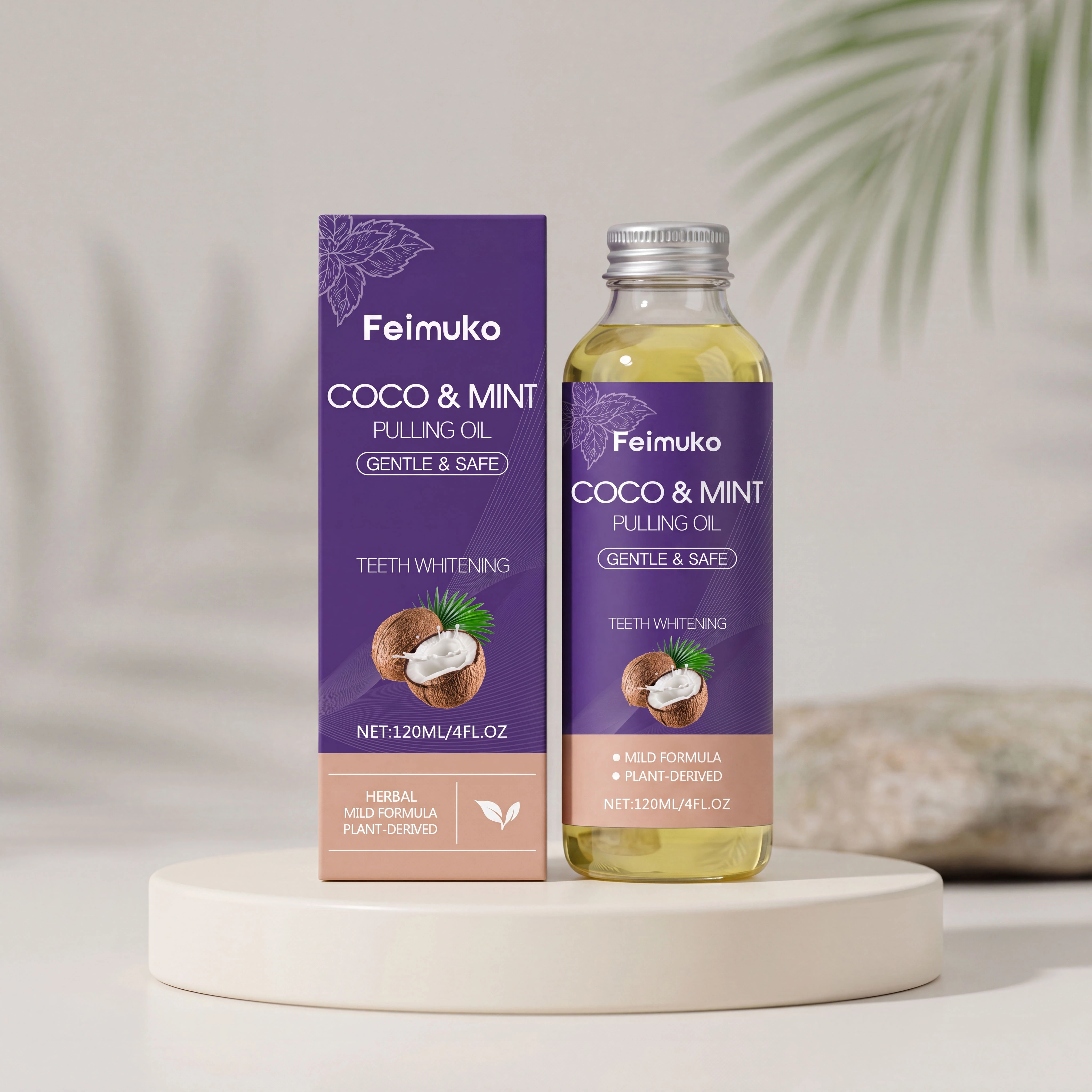 Bain de bouche à l'huile de coco et menthe, élimine les résidus buccaux, élimine les odeurs buccales, haleine fraîche longue durée, bain de bouche non irritant