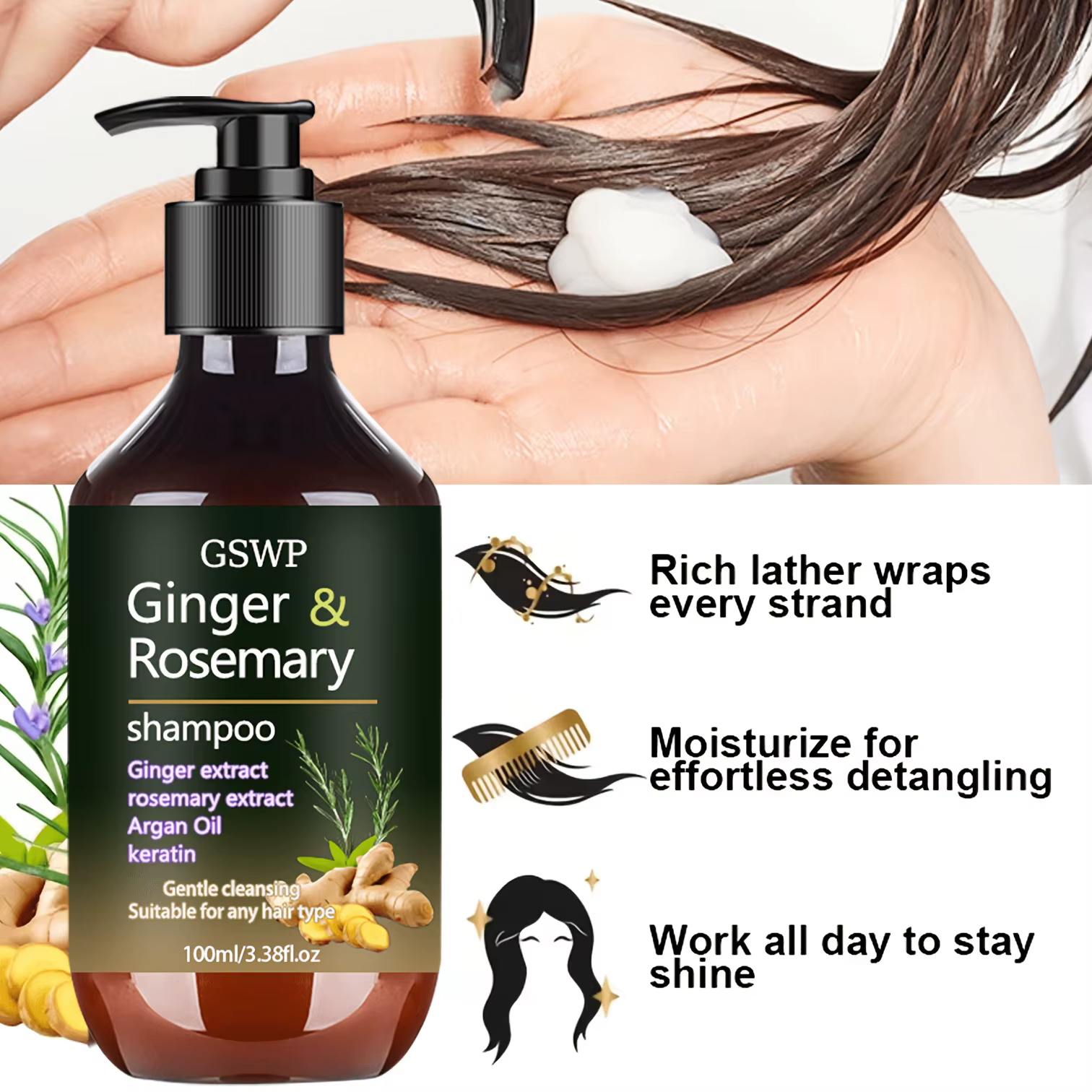 GSWP Shampooing au gingembre et au romarin