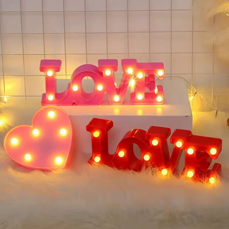 Amour coeur lampe à LED fête de mariage romantique rouge rose veilleuse ornement anniversaire noël décoration de la maison saint valentin cadeau