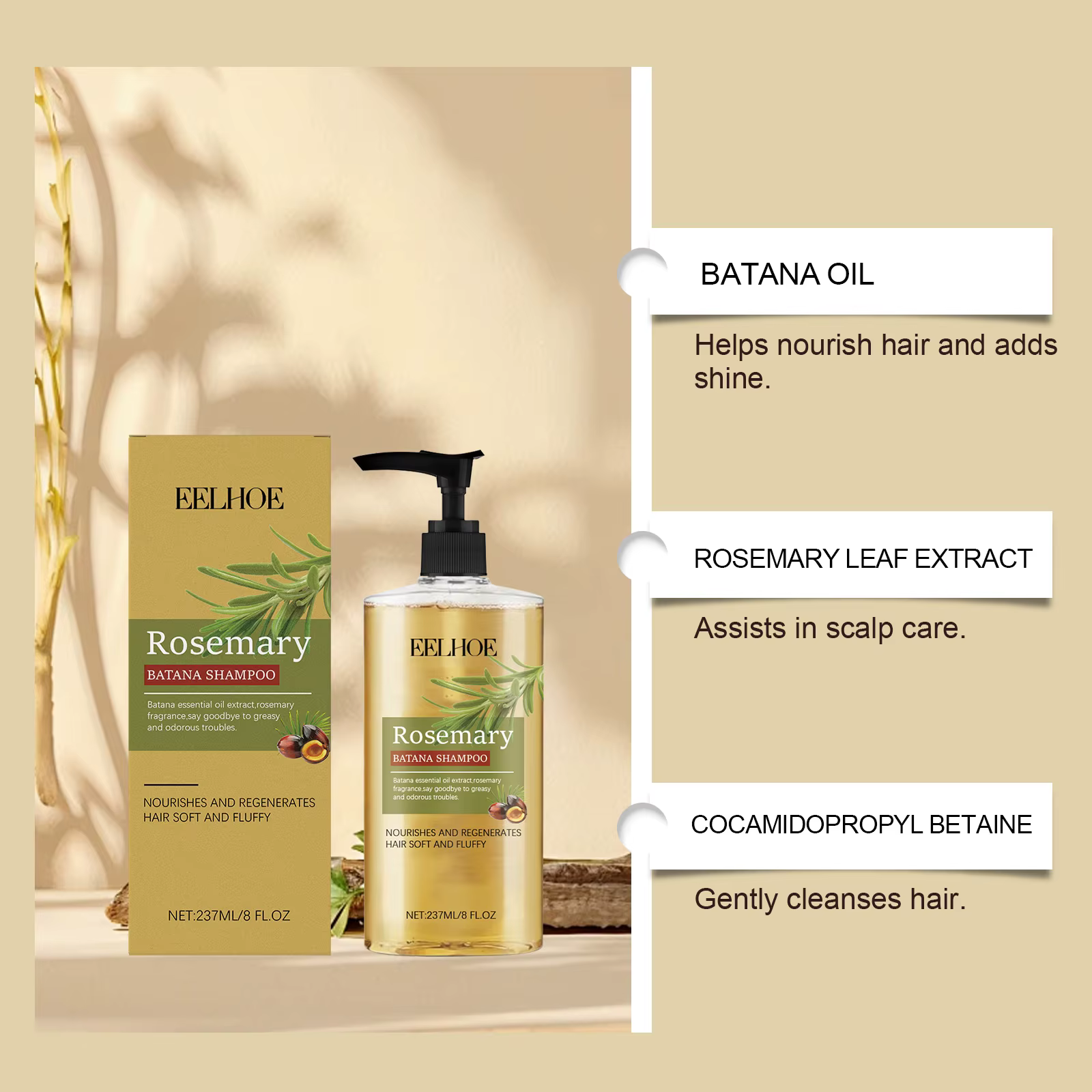 Batana Shampooing à l'huile essentielle de romarin