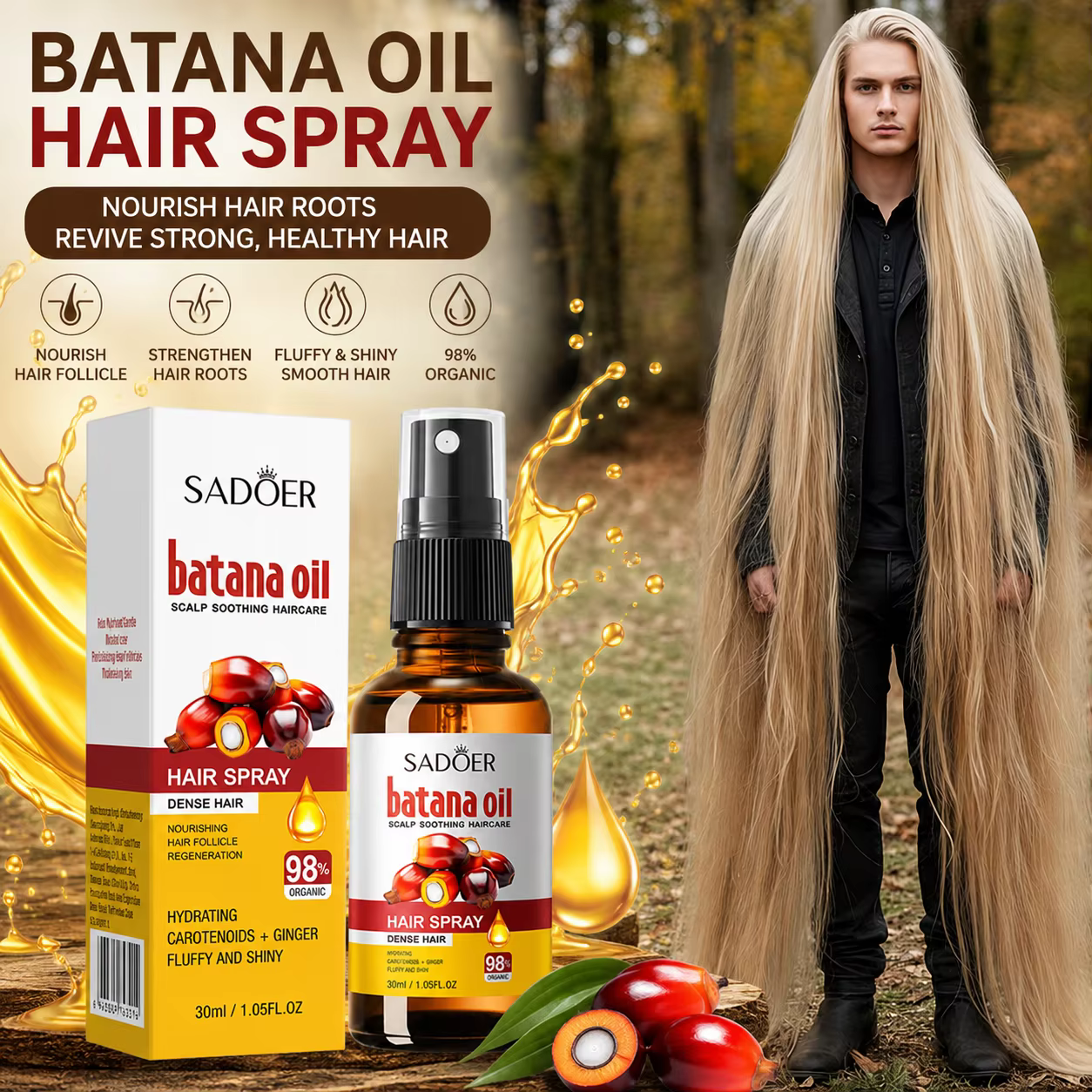 Spray de croissance des cheveux Batana Anti chute