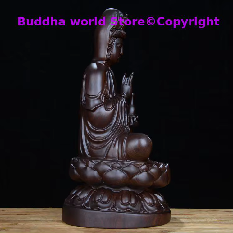Statue de Bouddha Caranni Guanyin en bois de santal rouge faite à la main, protection spirituelle, bénédiction de la famille, 40cm, 2025