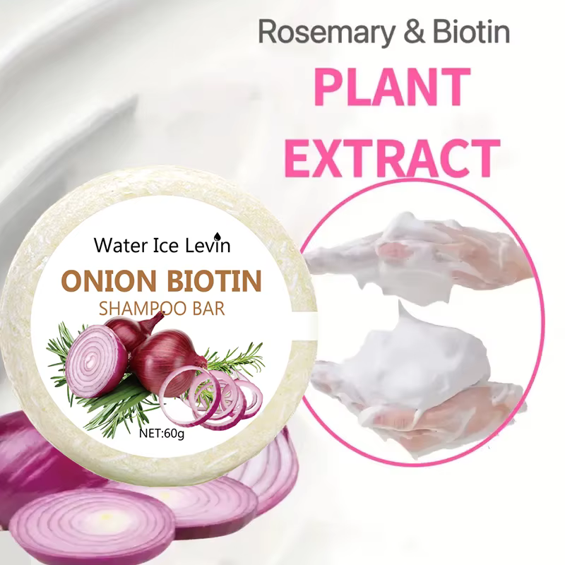 Savon shampooing à la biotine et à l'oignon 60g pour le soin du cuir chevelu et des cheveux