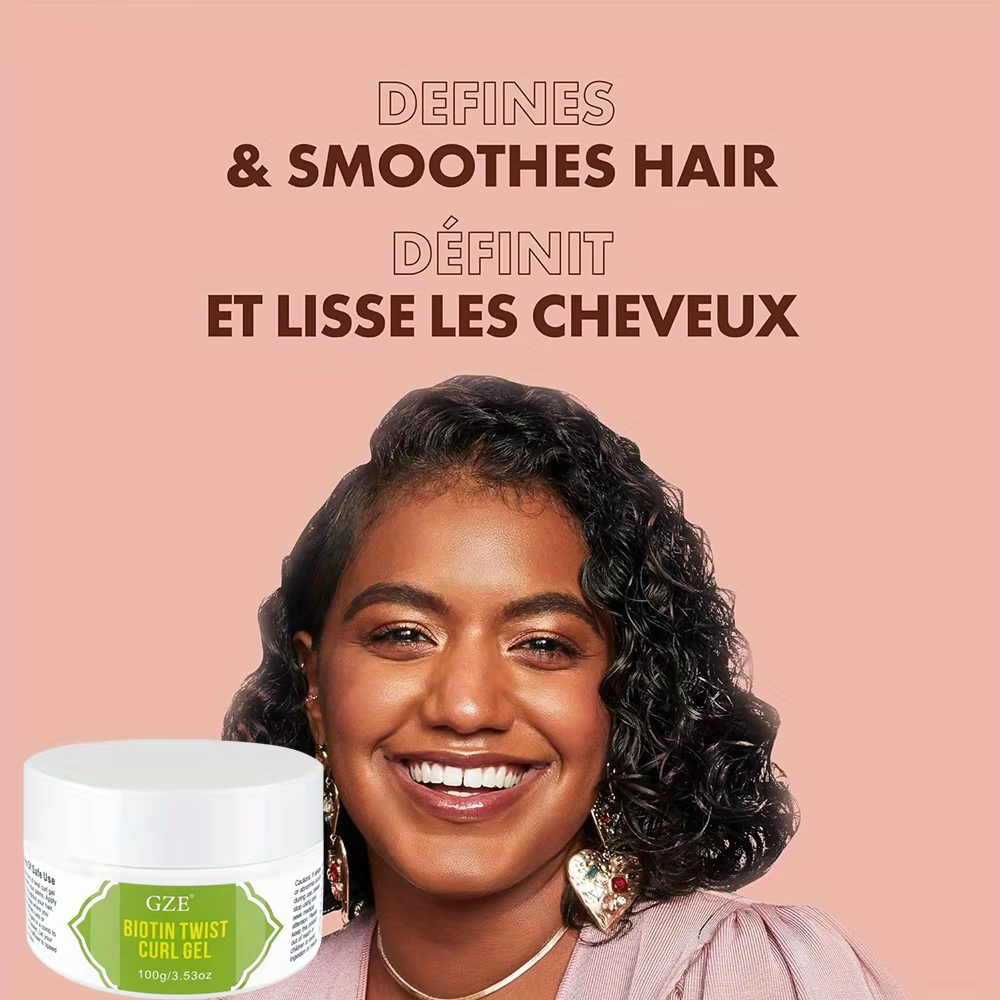 GZE Biotin Twist Curl Gel Cresissance des cheveux - Gel coiffant hydratant avec biotine