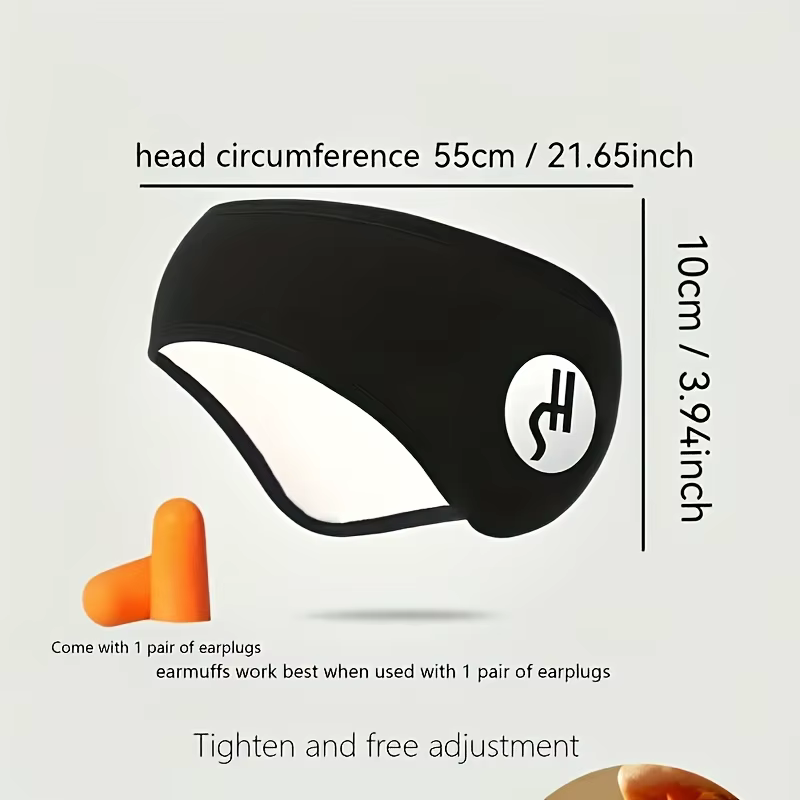 Masque de sommeil réglable avec couvre-oreilles - Masque pour les yeux et les oreilles noir doux à réduction de bruit pour les voyages, le ronflement, léger pour la maison et l'avion