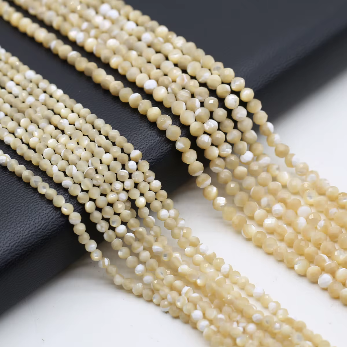 Perles de coquillage en nacre coquille jaune naturelle 3 4mm perles à facettes de haute qualité pour la fabrication de bijoux collier à faire soi-même Bracelet 14''