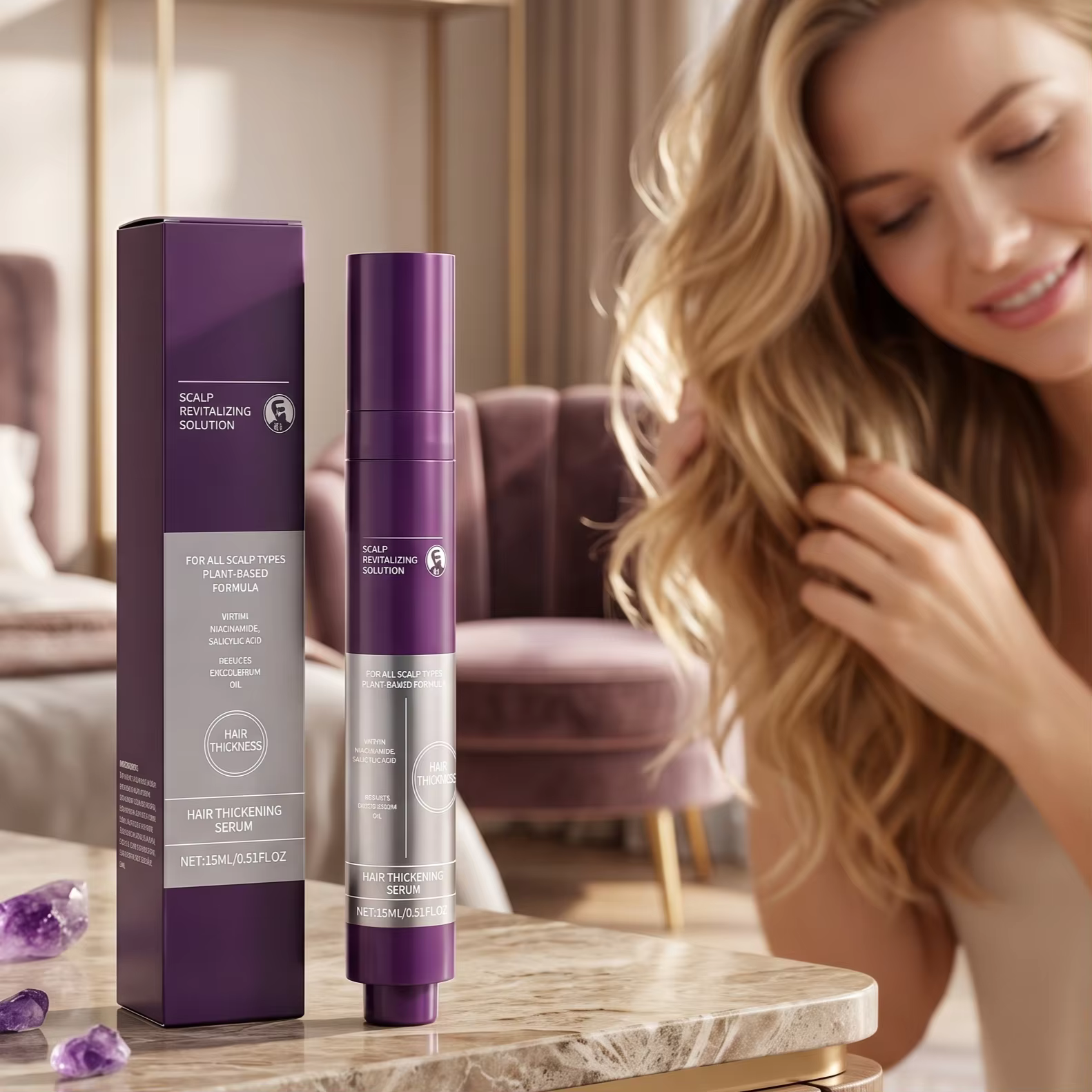 Sérum épaississant pour cheveux clairsemés, traitement du cuir chevelu, augmente l'épaisseur des cheveux, réduit la casse, soin capillaire coréen, roll-on métallique