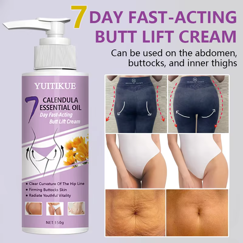 YUITIKUE Crème liftante pour fesses de 7 jours 150 g – Reafirmante à action rapide, avec 7 huiles de calendula, pour la sculpture des fesses, de l'abdomen et des cuisses